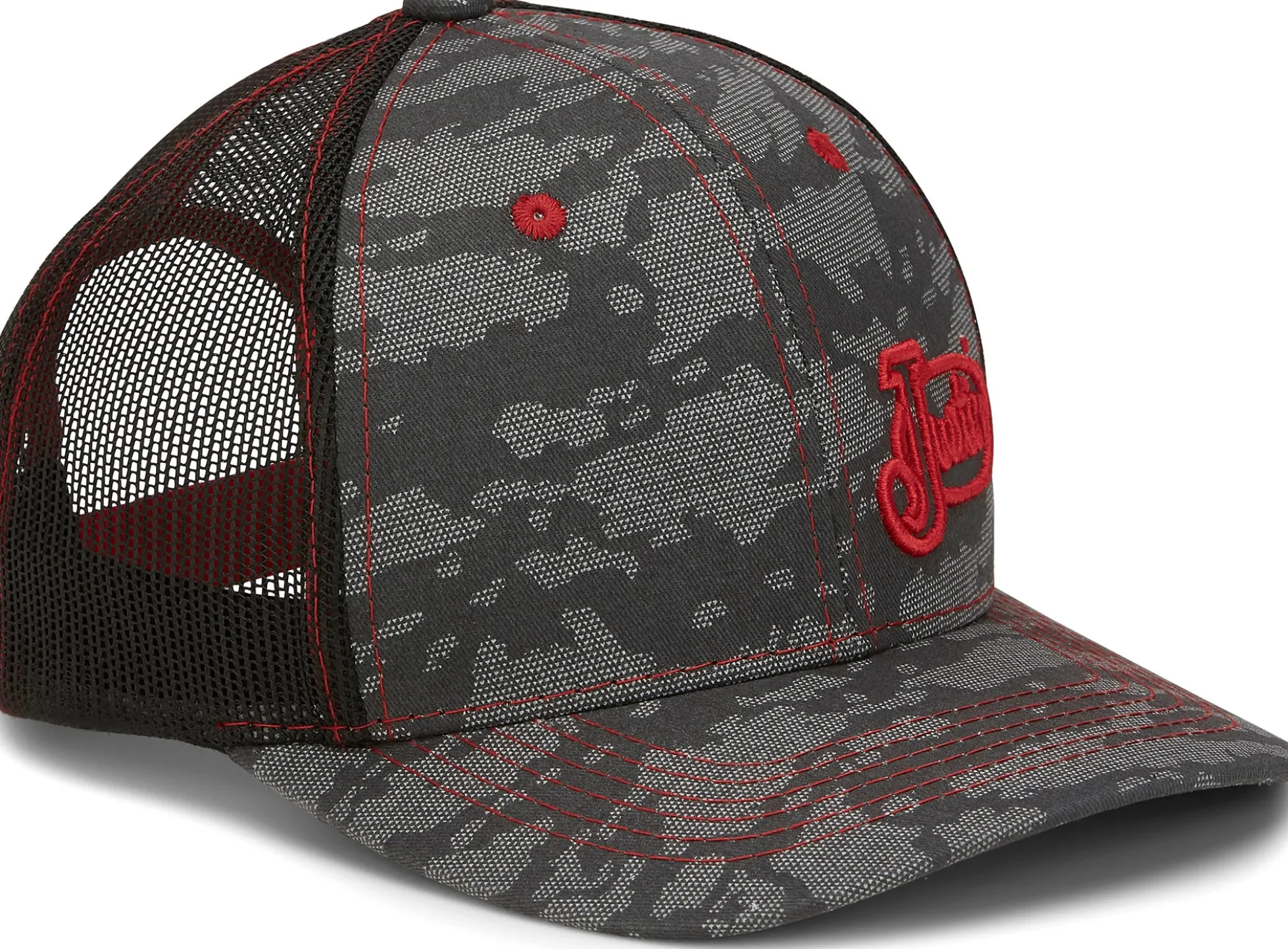 Justin Boots Camo Cap Grey Camo Red Logo Discount