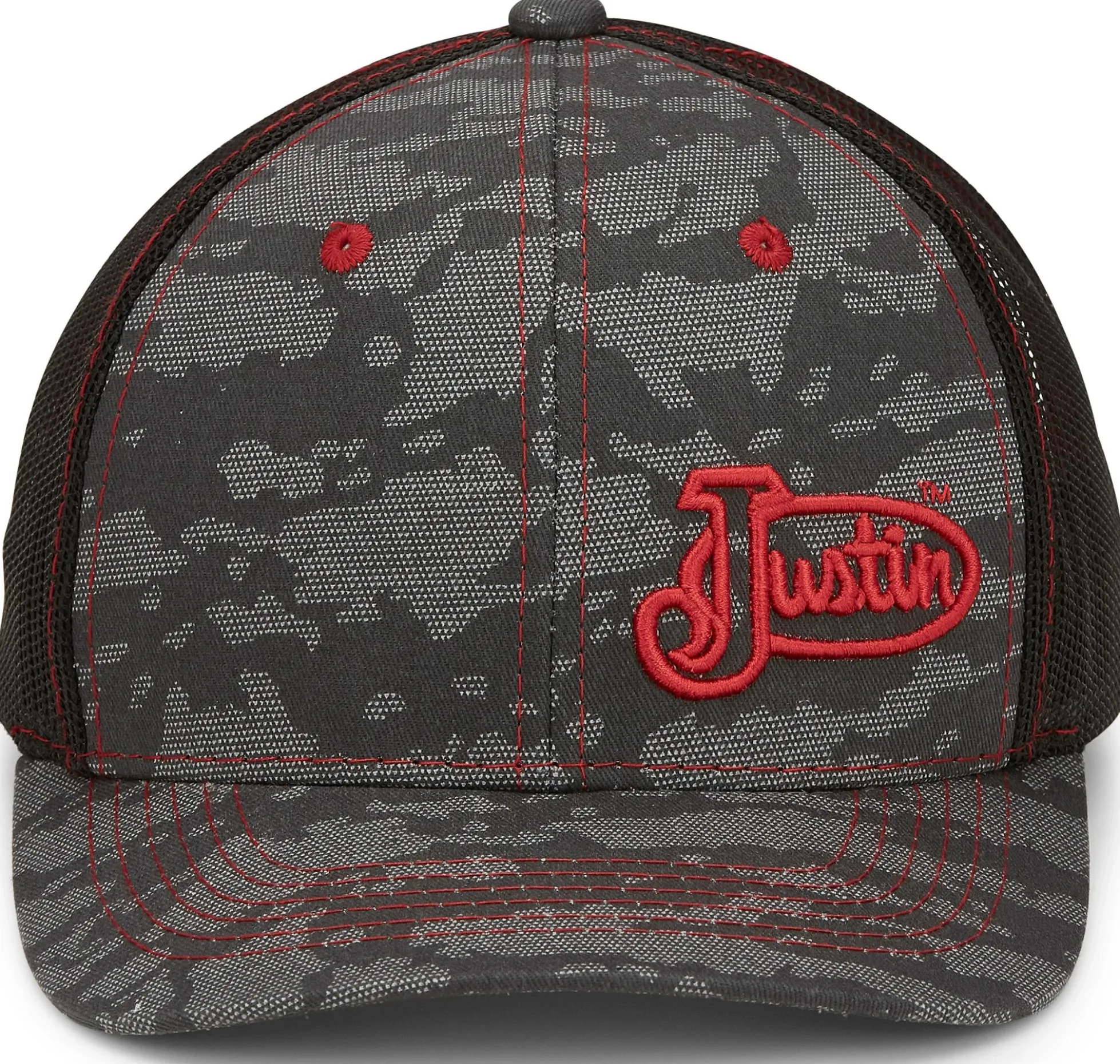 Justin Boots Camo Cap Grey Camo Red Logo Discount