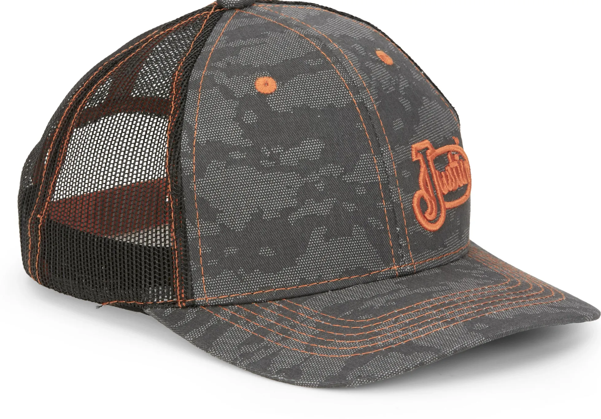 Justin Boots Camo Cap Grey Camo Orange Logo Sale