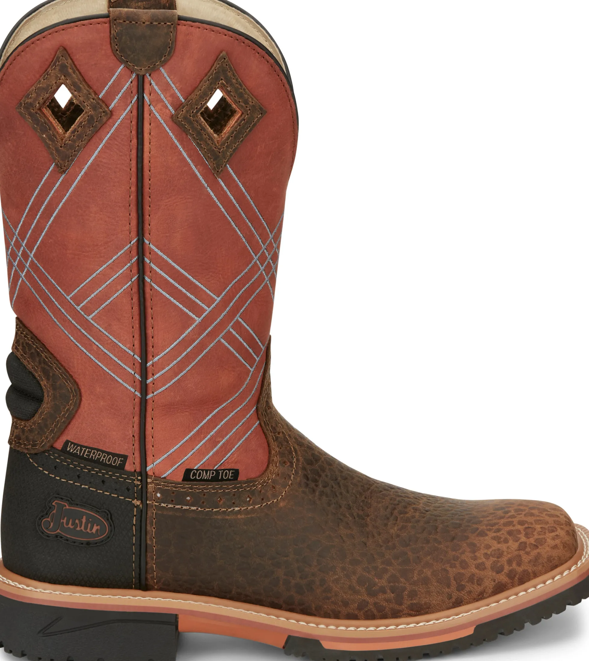Justin Boots Dalhart 12" Waterproof Nano Comp Toe Pecan New