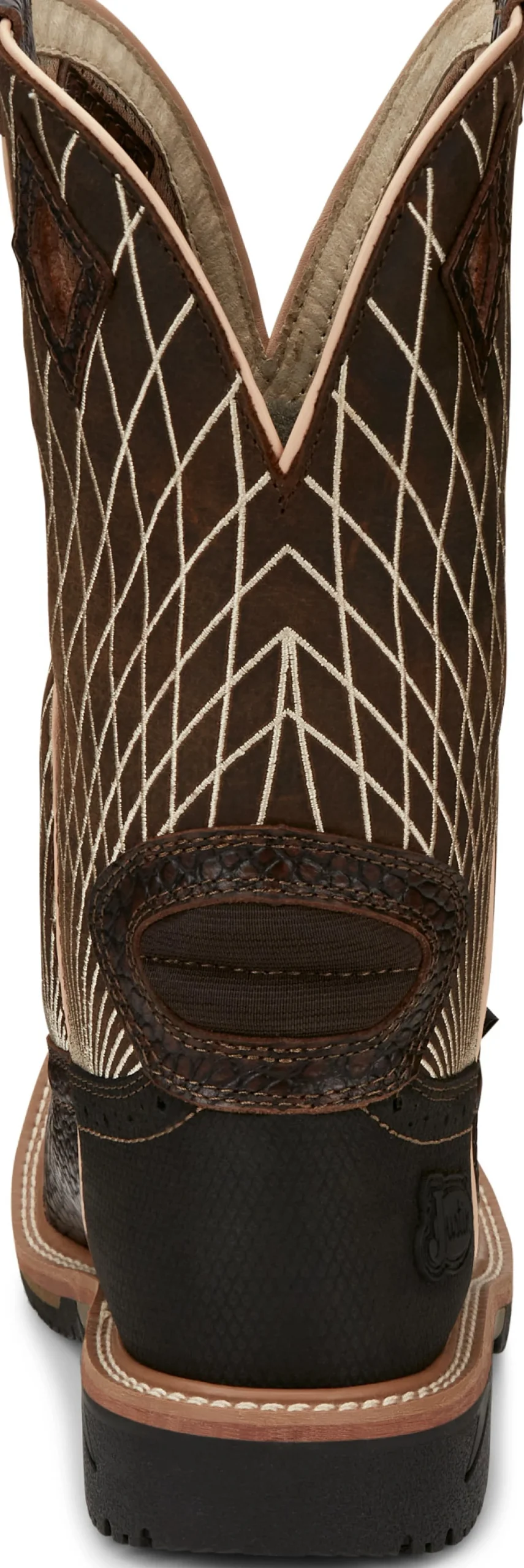 Justin Boots Derrickman 12" Comp Toe Brown Croc Print Clearance
