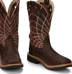 Justin Boots Derrickman 12" Waterproof Comp Toe Walnut Ostrich Print Sale