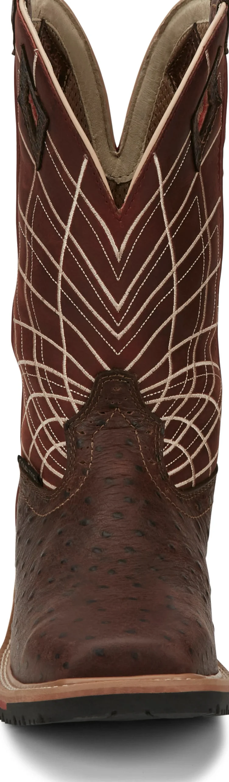 Justin Boots Derrickman 12" Waterproof Comp Toe Walnut Ostrich Print Sale