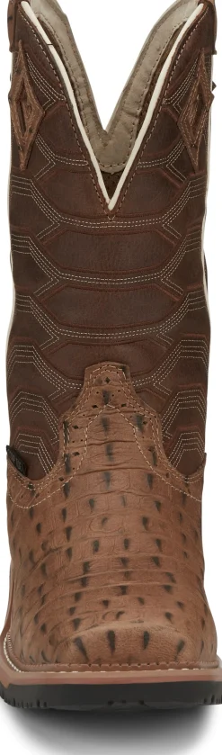 Justin Boots Derrickman 12" Waterproof Composite Toe Work Boot Caramel Croc Print Outlet