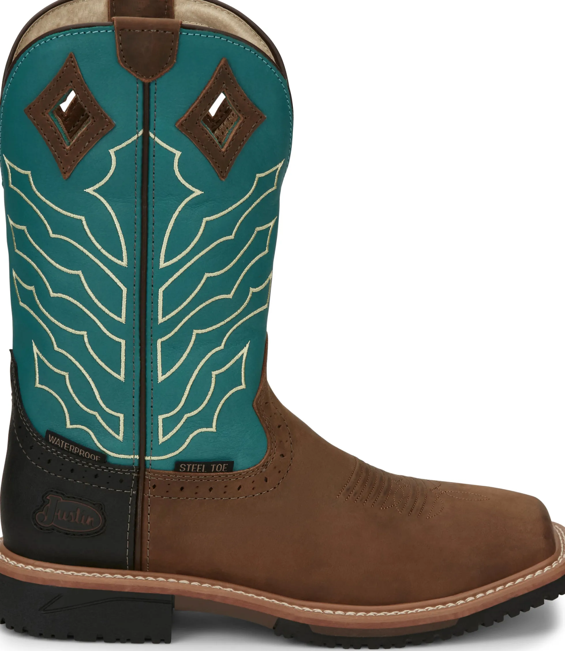 Justin Boots Derrickman 11" Waterproof Steel Toe Brown Discount