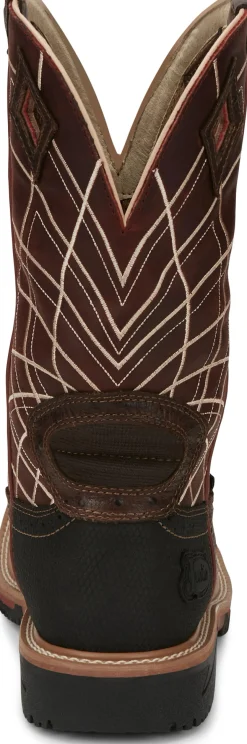 Justin Boots Derrickman 12" Waterproof Brown Ostrich Print Hot