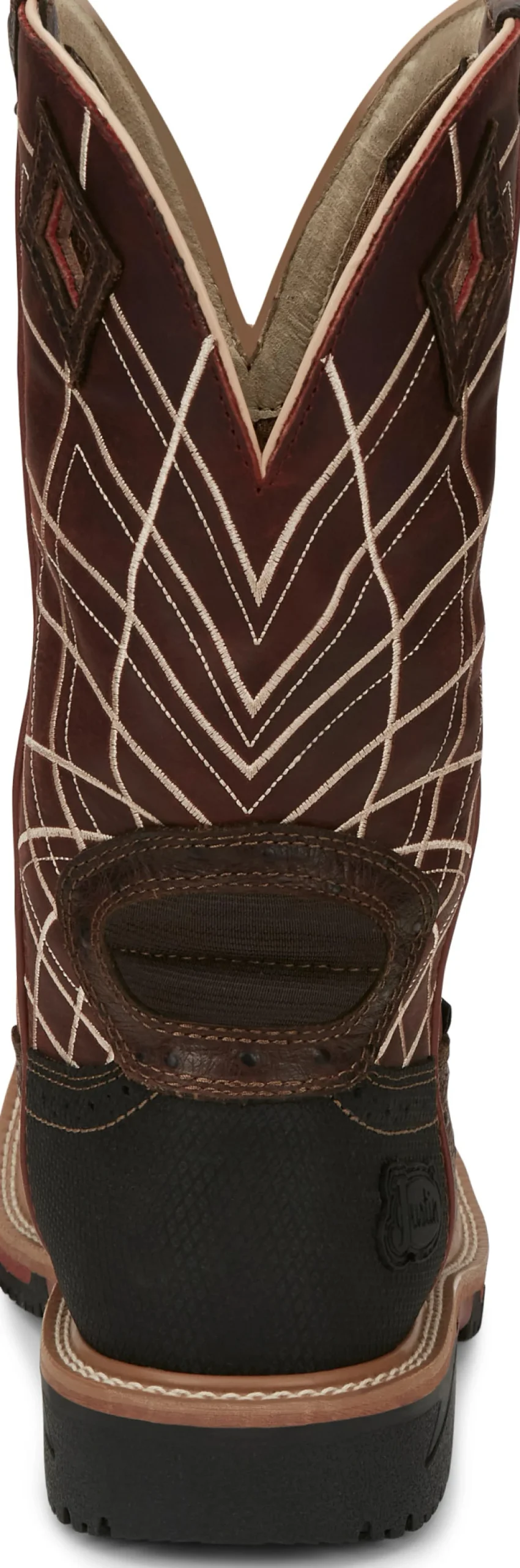 Justin Boots Derrickman 12" Waterproof Brown Ostrich Print Hot