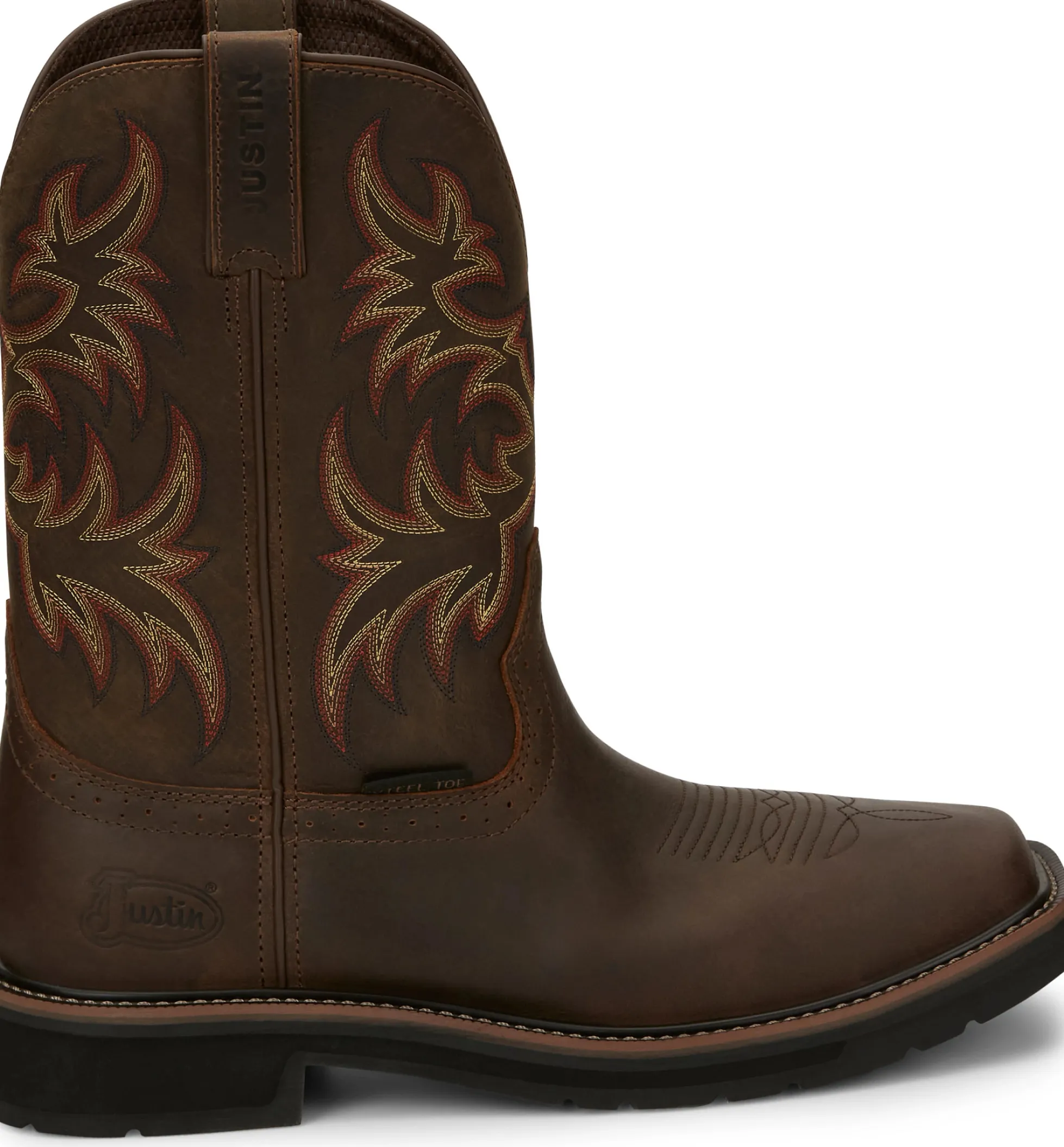 Justin Boots Driller 11" Steel Toe Dark Brown Outlet