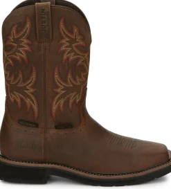 Justin Boots Driller 11" Waterproof Steel Toe Brown New