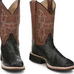 Justin Boots Drover 11" Full Quill Ostrich Onyx Hot