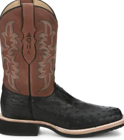 Justin Boots Drover 11" Full Quill Ostrich Onyx Hot