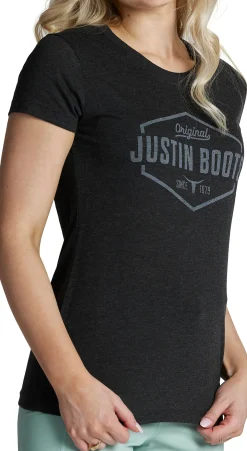 Justin Boots Hexagon Outline Tee Grey Hot