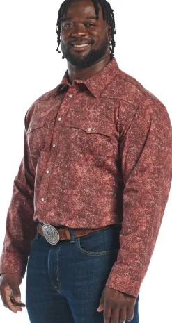 Justin Boots Hj Justin & Son Snap Shirt Brown Floral Feather Outlet