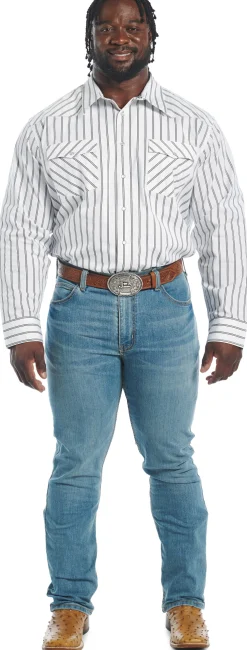 Justin Boots Hj Justin & Son Snap Shirt White Stripe New