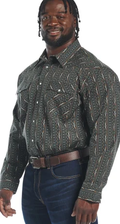 Justin Boots Hj Justin & Son Snap Shirt Black Stripe Print Clearance