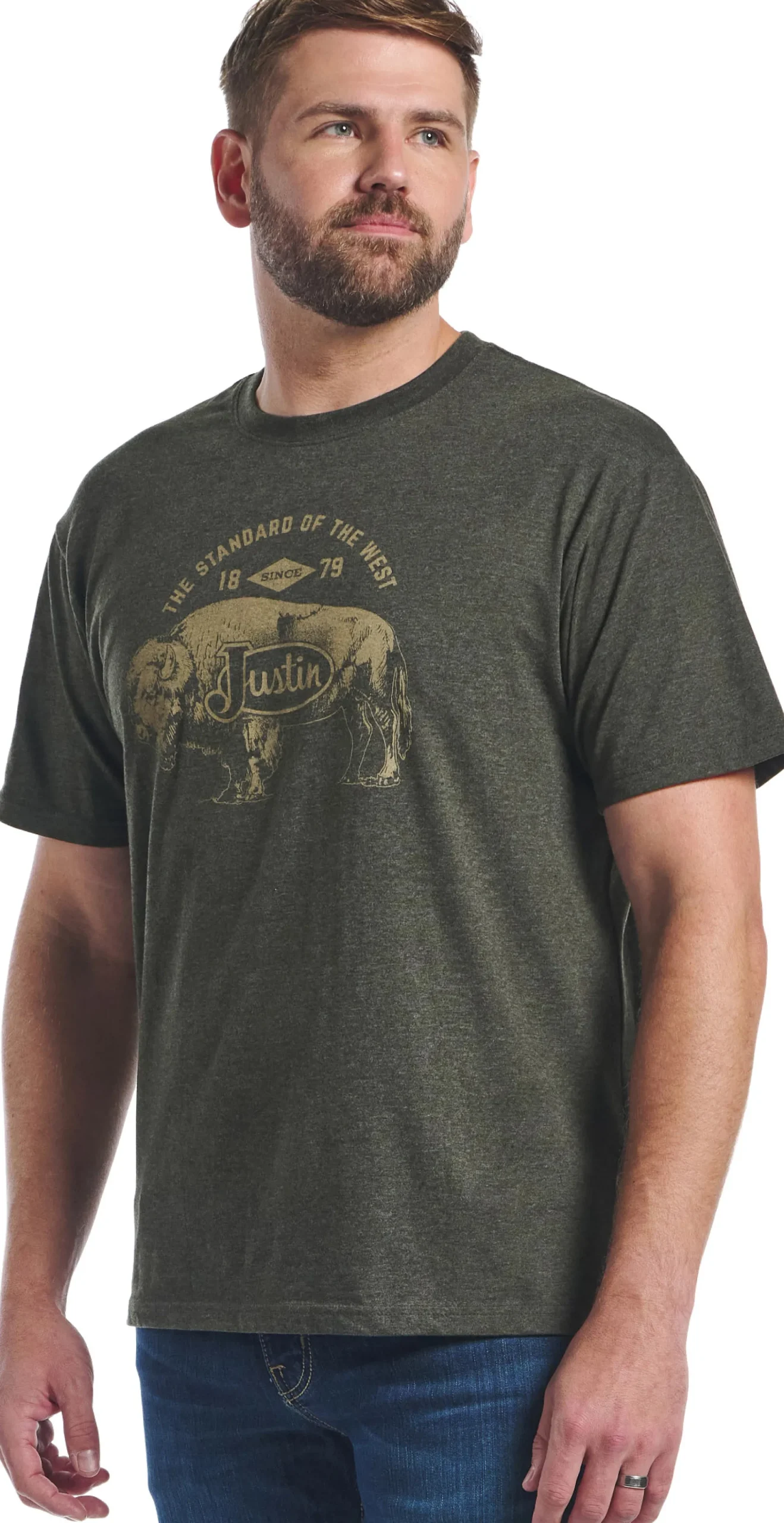 Justin Boots Justin Men's Bison Tee Olive Heather