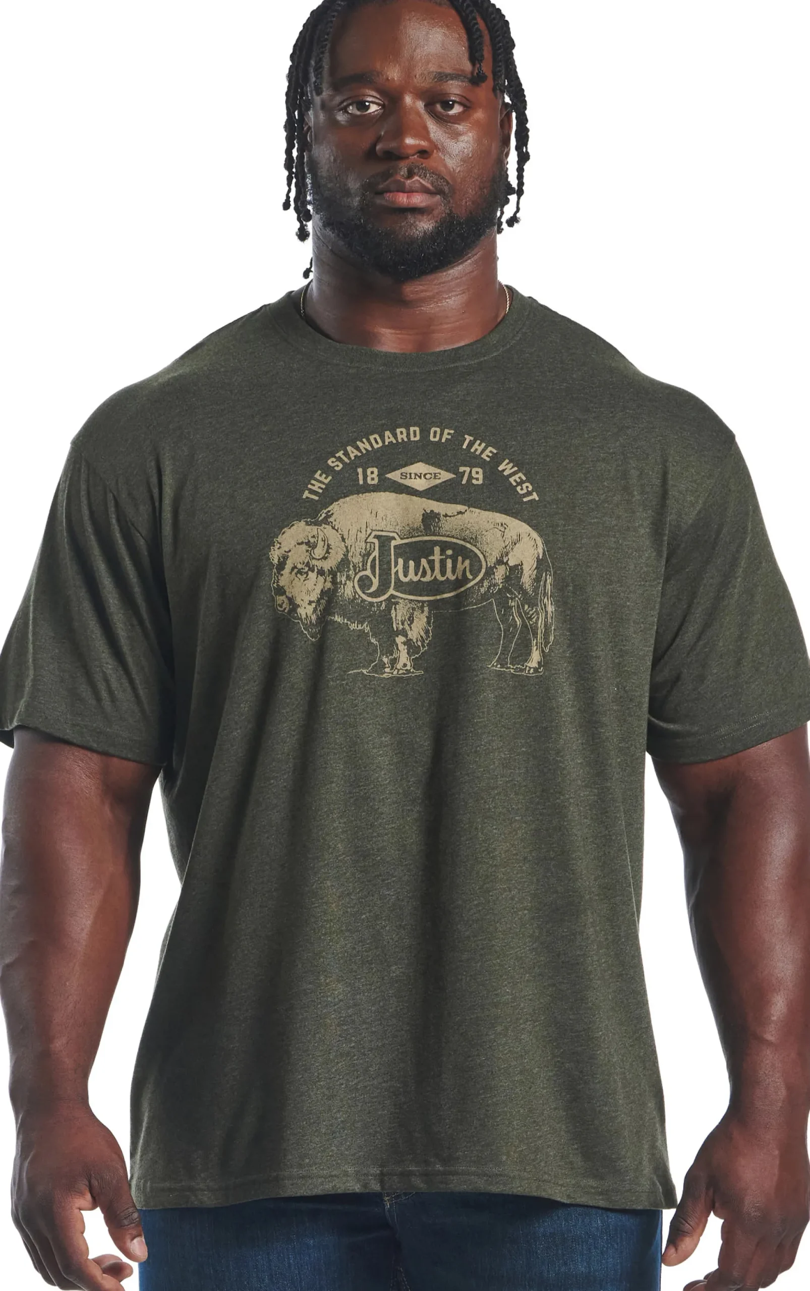 Justin Boots Justin Men's Bison Tee Olive Heather