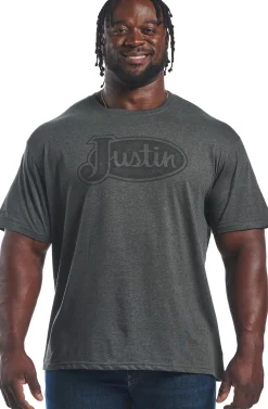 Justin Boots Justin Men's Logo Tee Charcoal Best