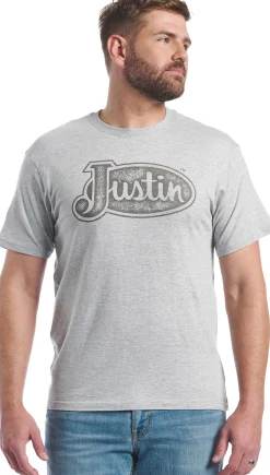 Justin Boots Justin Men's Logo Tee Heather Grey Best