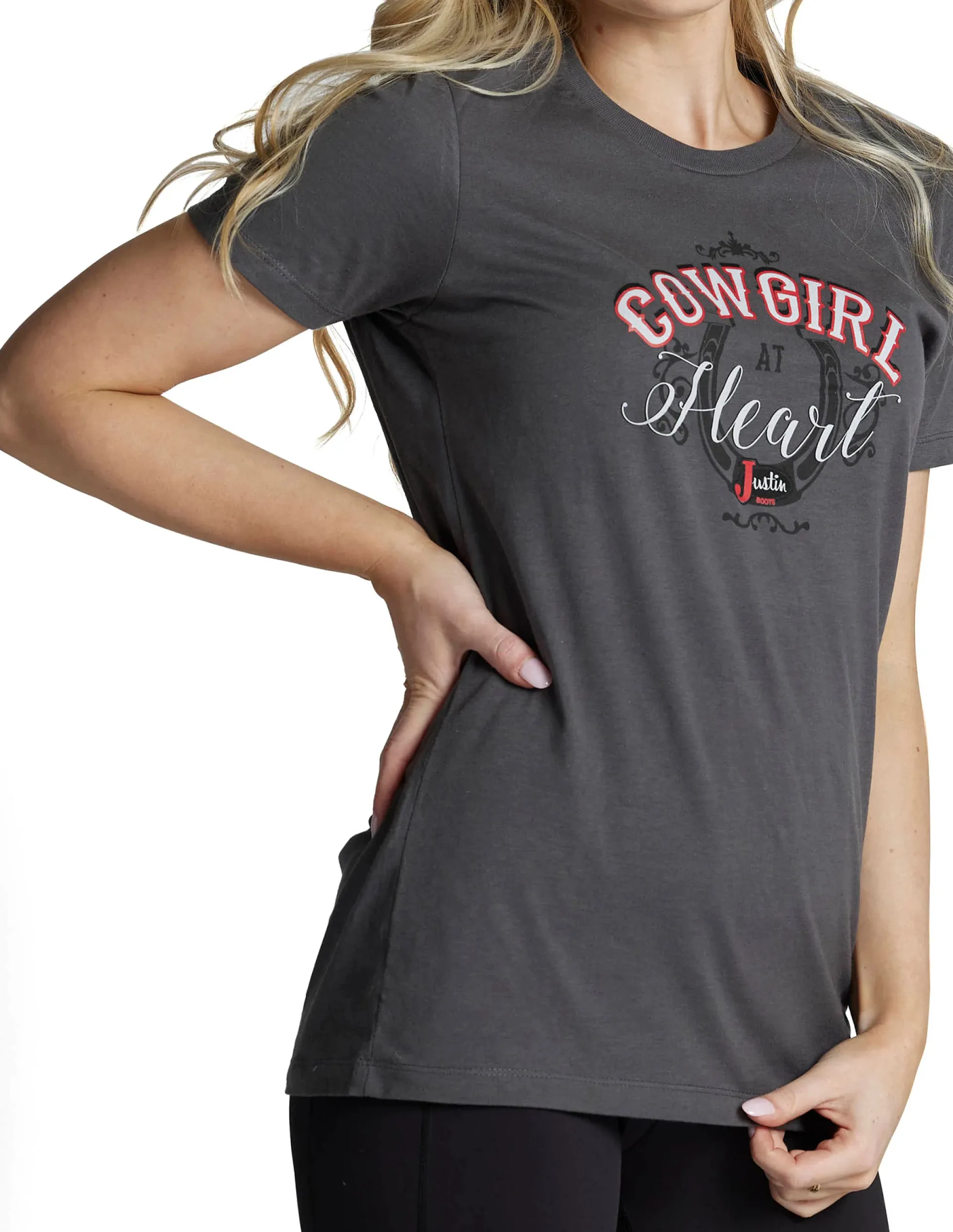 Justin Boots Justin Women's Cowgirl At Heart Tee Charcoal Hot
