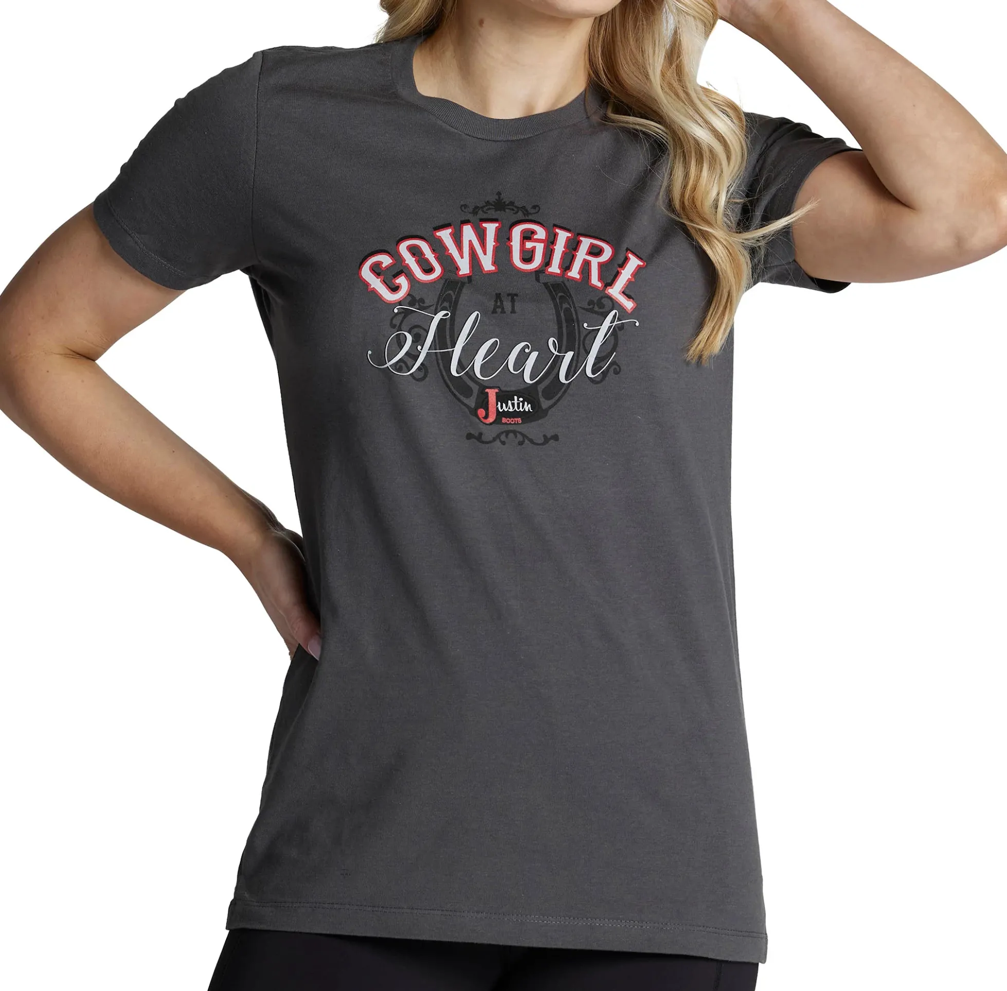 Justin Boots Justin Women's Cowgirl At Heart Tee Charcoal Hot