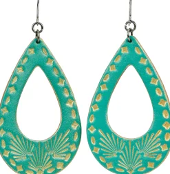 Justin Boots Justin Women'S Leather Teardrop Earrings Turquoise Clearance