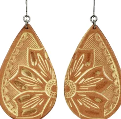 Justin Boots Justin Women's Tooled Leather Earrings Copper Clearance