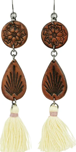 Justin Boots Justin Women's Tooled Leather Earrings Brown Sale