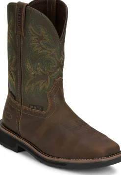 Justin Boots Keavan 11" Met Guard Steel Toe Dark Brown Clearance
