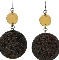 Justin Boots Leather Disc Earrings Black Outlet