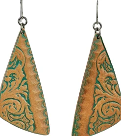 Justin Boots Leather Triangle Earrings Gold