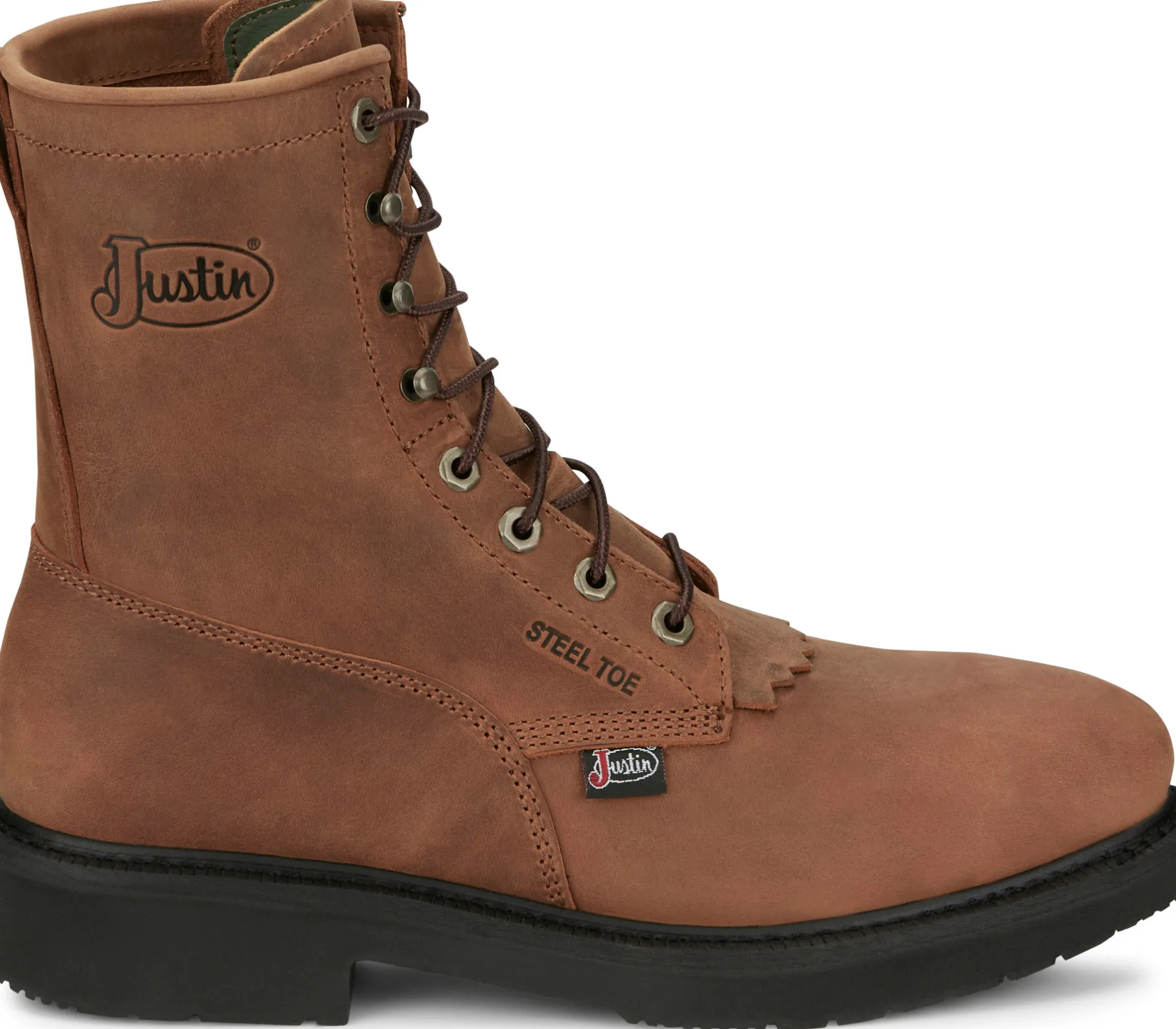 Justin Boots Livestock 8” Steel Toe Aged Brown New