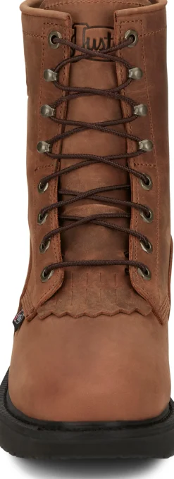 Justin Boots Livestock 8” Steel Toe Aged Brown New