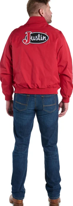 Justin Boots Logo Bomber Jacket Red Clearance