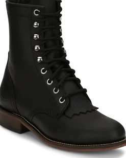 Justin Boots Mckean 7" Lace-Up Roper Black Clearance