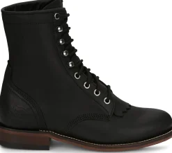 Justin Boots Mckean 7" Lace-Up Roper Black Clearance