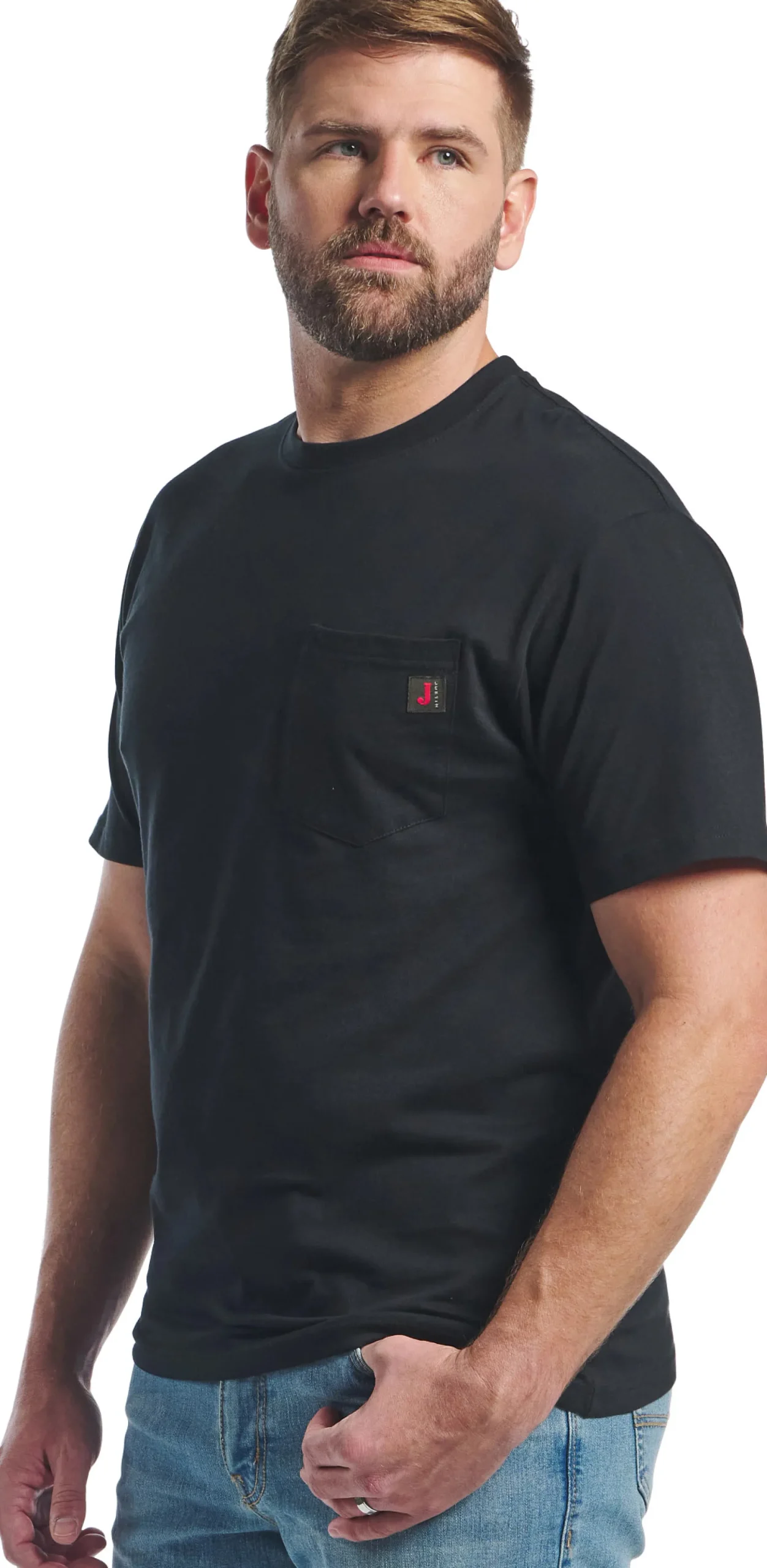 Justin Boots Men's Workwear Pocket Tee Black New