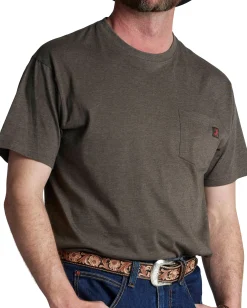 Justin Boots Men's Workwear Pocket Tee Heather Charcoal Outlet