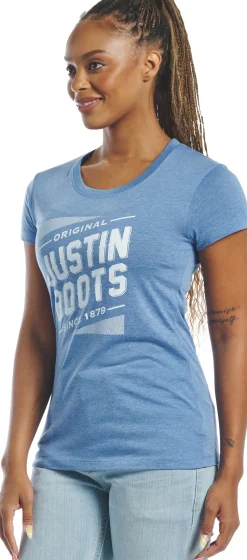 Justin Boots Original Women's Tee Blue Clearance