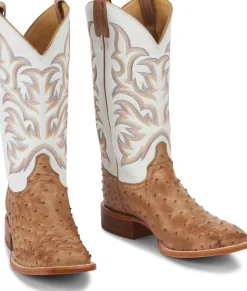 Justin Boots Pascoe 13" Full Quill Ostrich Antique Tan Outlet