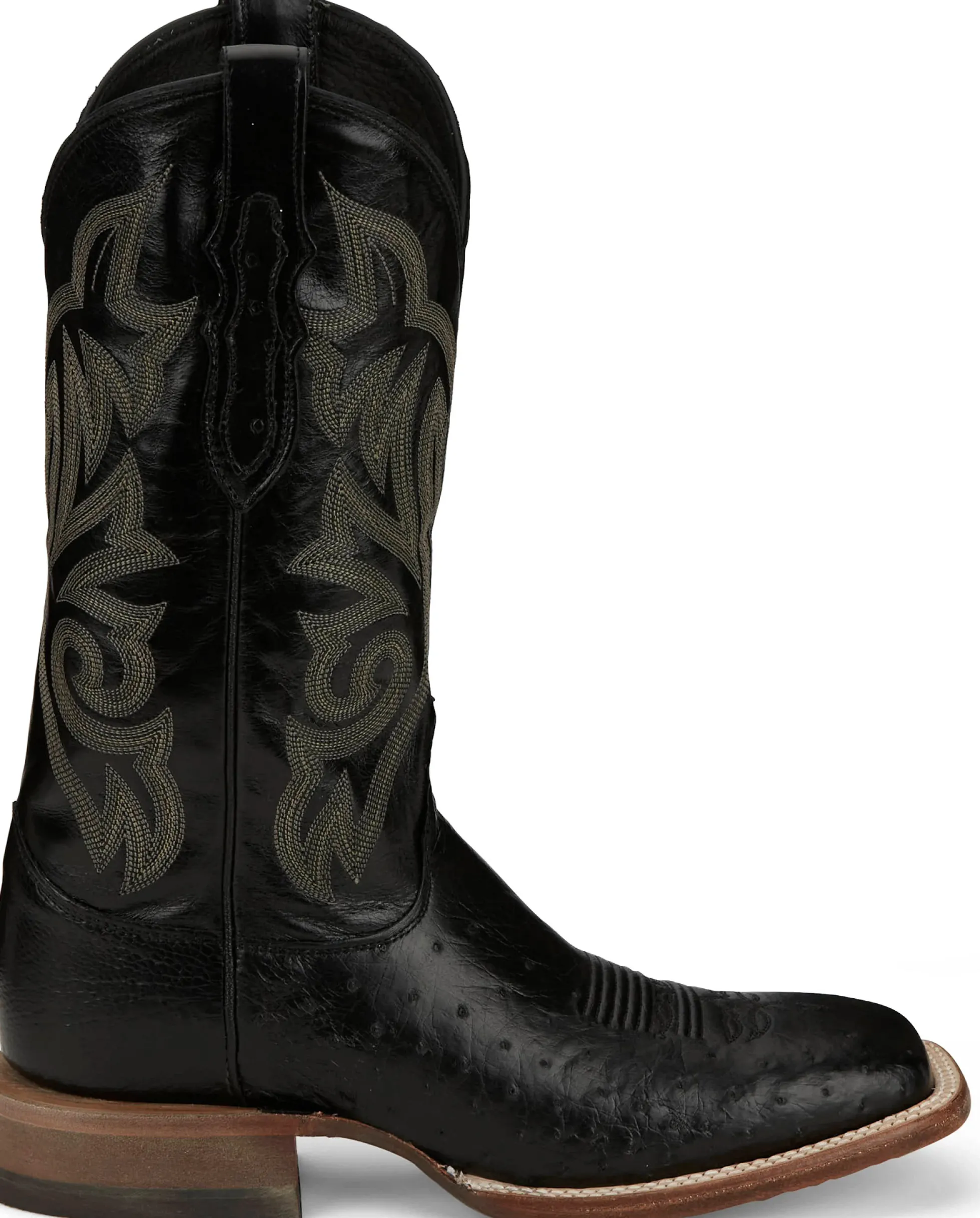 Justin Boots Pascoe 13" Smooth Ostrich Black New