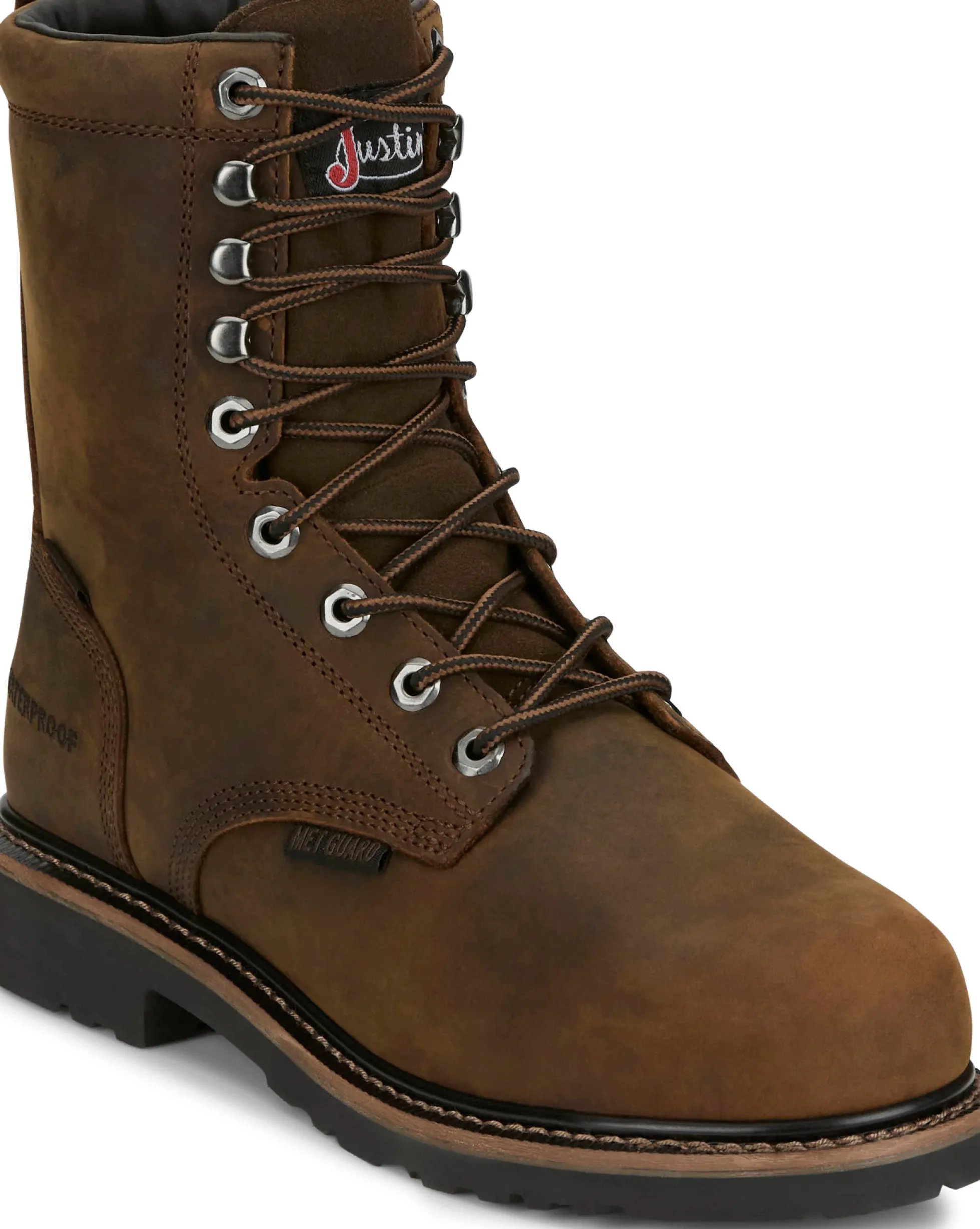 Justin Boots Pulley 8" Met Guard Waterproof Nano Comp Toe Whiskey