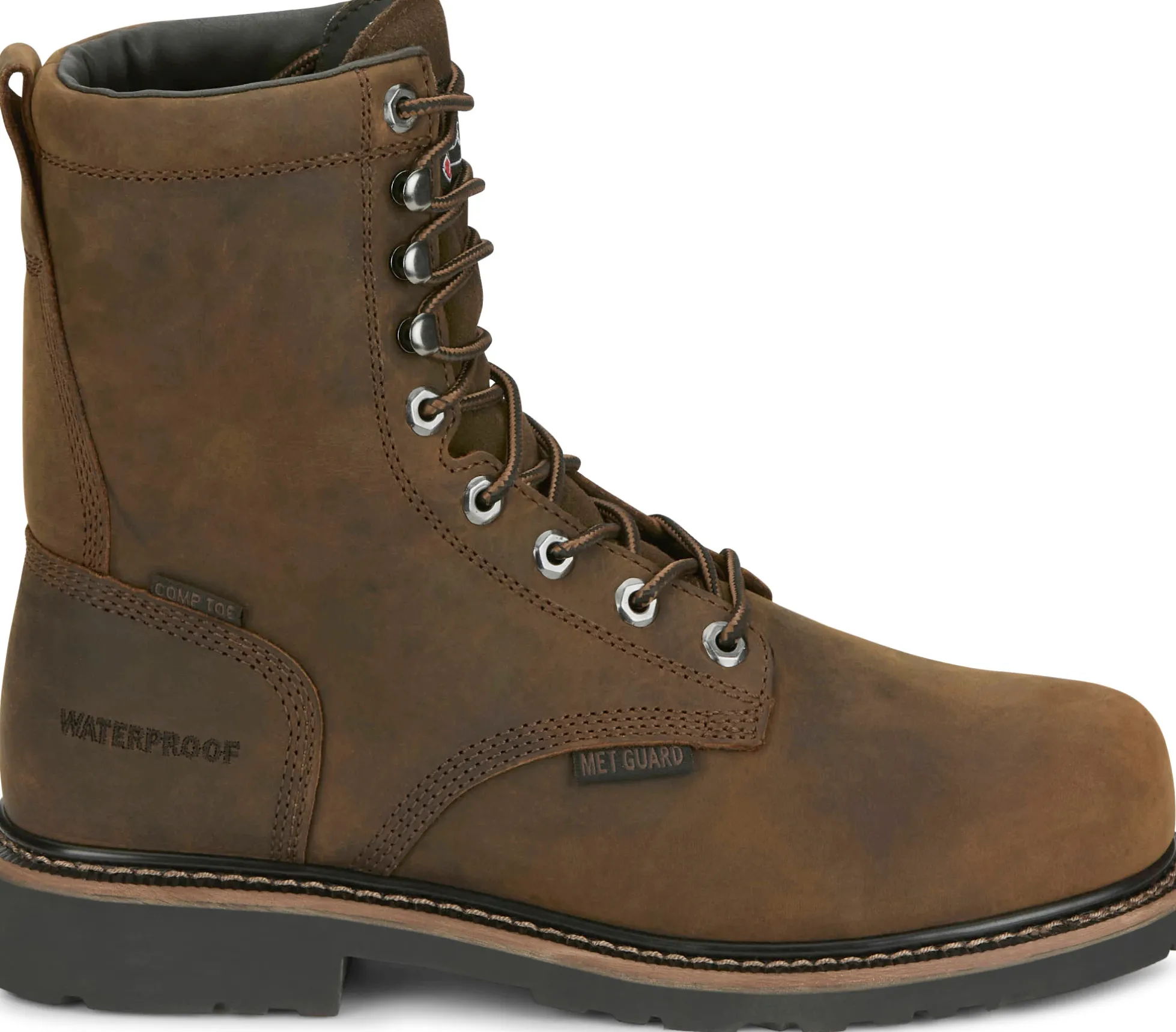 Justin Boots Pulley 8" Met Guard Waterproof Nano Comp Toe Whiskey