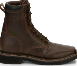 Justin Boots Pulley 8" Steel Toe Aged Bark New