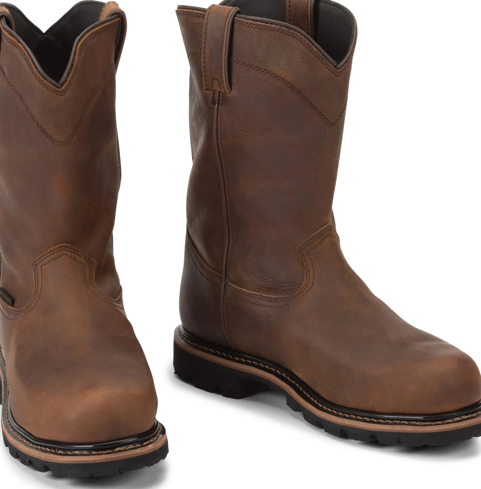 Justin Boots Pulley 10" Waterproof Comp Toe Brown Hot