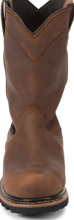 Justin Boots Pulley 10" Waterproof Comp Toe Brown Hot