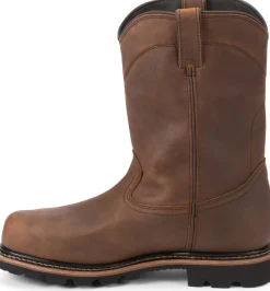 Justin Boots Pulley 10" Waterproof Comp Toe Brown Hot