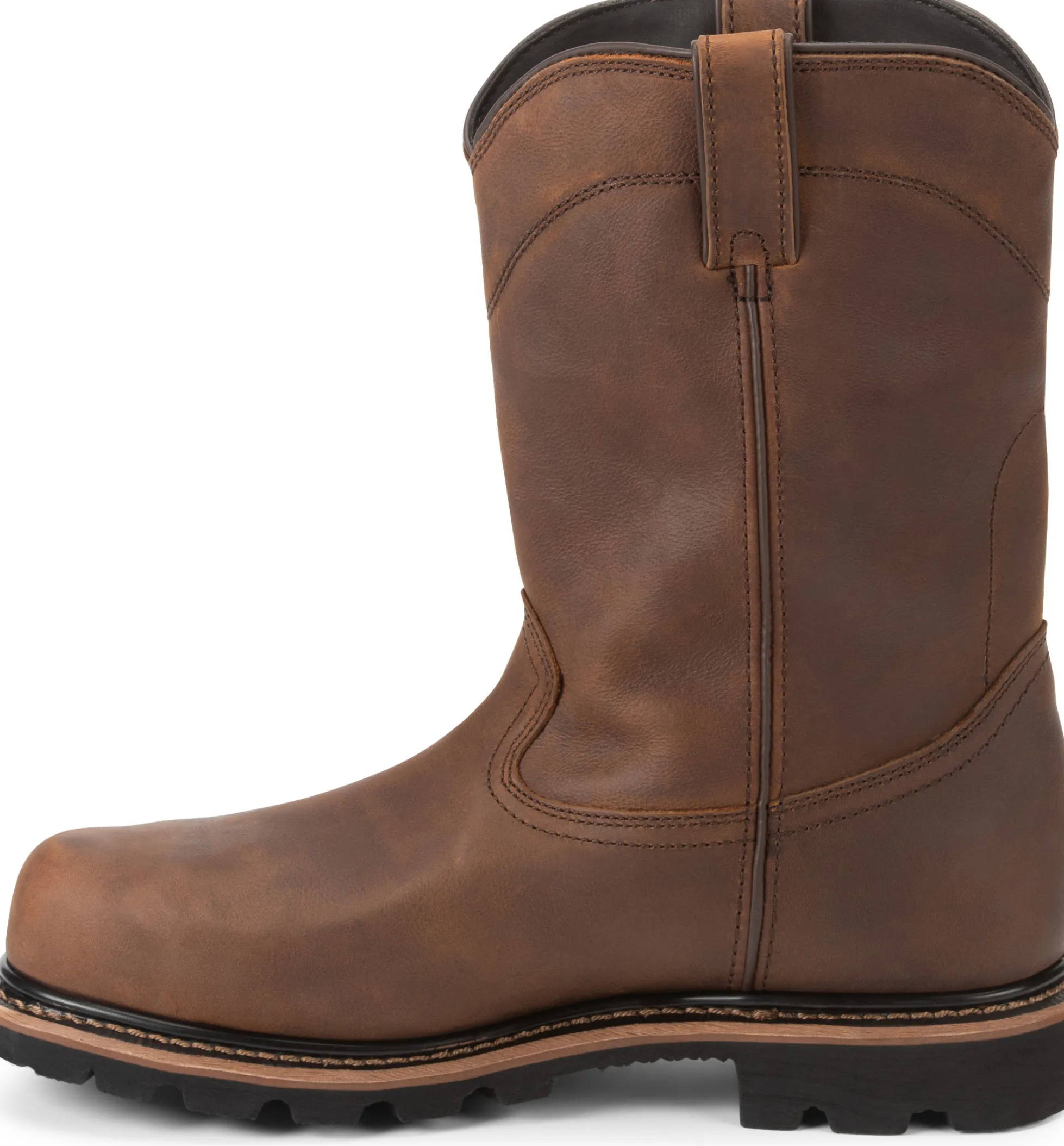 Justin Boots Pulley 10" Waterproof Comp Toe Brown Hot