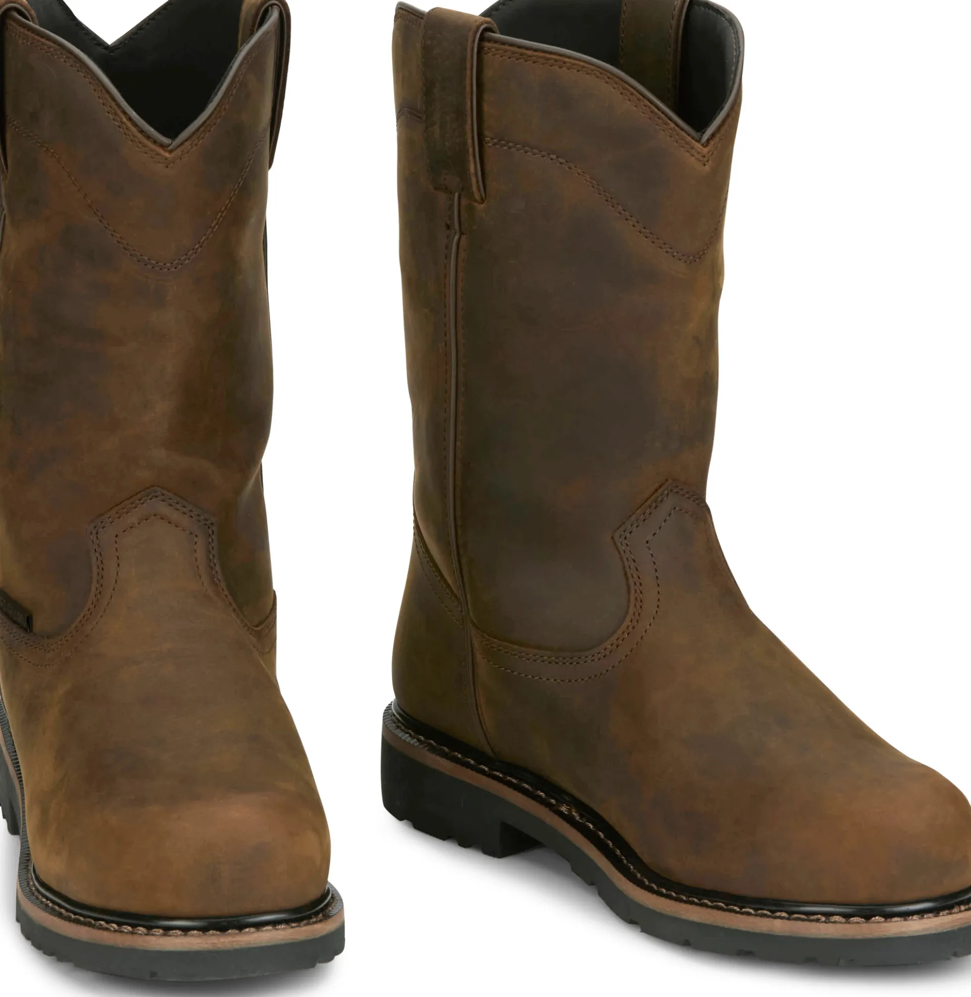 Justin Boots Pulley 10" Waterproof Met Guard Comp Toe Whiskey Sale