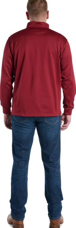 Justin Boots Quarter Zip Fleece Pullover Red Heather Hot